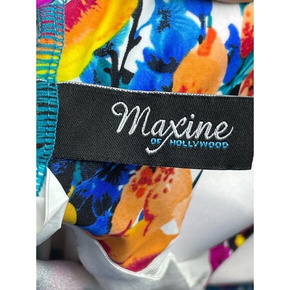 Maxine of Hollywood One Piece Swimsuit Size 14 Ruched Modest Retro Colorful - Picture 7 of 9
